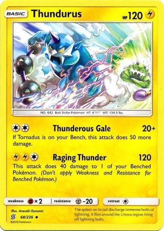 <transcy>Pokemon Card Unified Minds 068/236 68/236 Thundurus Gelegentlich</transcy>