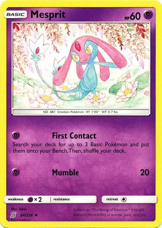 <transcy>Pokemon Card Unified Minds 084/236 84/236 Mesprit غير شائع</transcy>