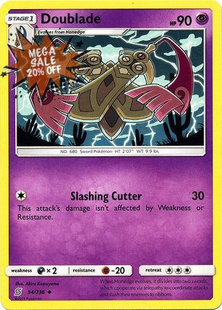 <transcy>Pokemon Card Unified Minds 094/236 94/236 Doublade Gelegentlich</transcy>