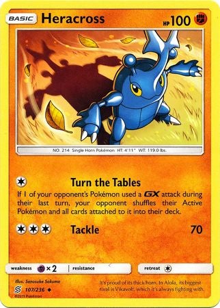 <transcy>Pokemon Card Unified Minds 107/236 Heracross Gelegentlich</transcy>