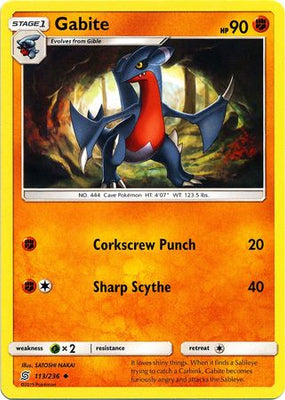 <transcy>Pokemon Card Unified Minds 113/236 Gabite Gelegentlich</transcy>