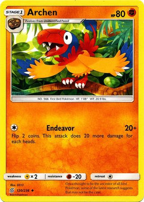 <transcy>Pokemon Card Unified Minds 120/236 Archen Ikke almindelig</transcy>