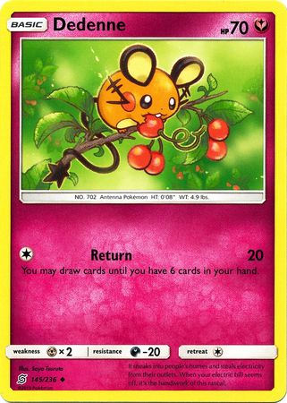 <transcy>Pokemon Card Unified Minds 145/236 Dedenne Gelegentlich</transcy>