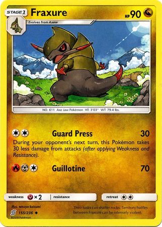 <transcy>لعبة Pokemon Card Unified Minds 155/236 Fraxure غير شائعة</transcy>