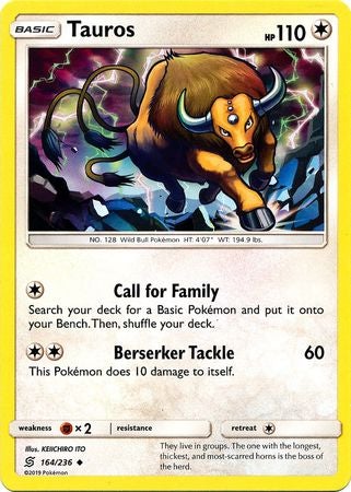 <transcy>Pokemon Card Unified Minds 164/236 Tauros غير شائع</transcy>