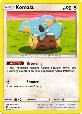 <transcy>Pokemon Card Unified Minds 185/236 Komala غير مألوف</transcy>