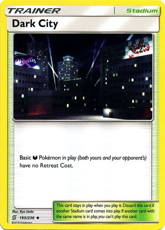 Pokemon Card Unified Minds 193/236 Dark City Stadium Uncommon