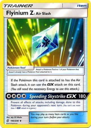 <transcy>Pokemon Card Unified Minds 195/236 Flyinium Z: عنصر مائل للهواء غير شائع</transcy>