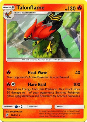Pokemon Card Unified Minds 032/236 32/236 Talonflame Rare