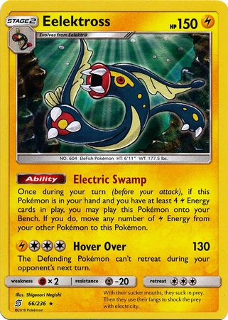 <transcy>Pokemon Card Unified Minds 066/236 66/236 Eelektross Holo Selten</transcy>