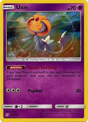 <transcy>Pokemon Card Unified Minds 083/236 83/236 Uxie Holo Sjælden</transcy>