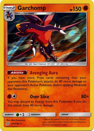 Pokemon Card Unified Minds 114/236 Garchomp Holo Rare