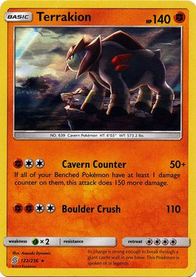 <transcy>Pokemon Card Unified Minds 122/236 Terrakion Holo Selten</transcy>