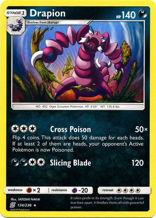 <transcy>Pokemon Card Unified Minds 134/236 Drapion Selten</transcy>