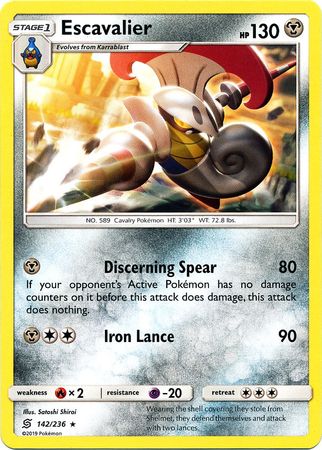 <transcy>Pokemon Card Unified Minds 142/236 Escavalier Selten</transcy>