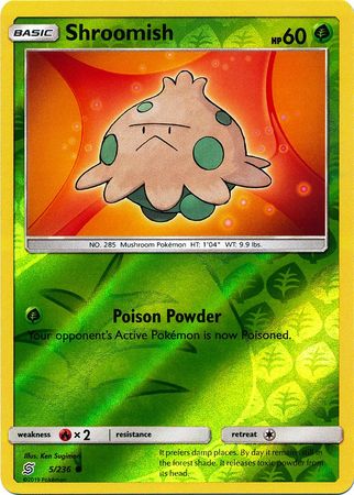 <transcy>Pokemon Card Unified Minds 005/236 5/236 Shroomish Reverse Holo Common</transcy>