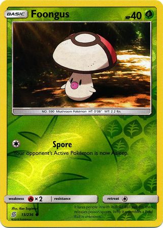 <transcy>Pokemon Card Unified Minds 013/236 13/236 Foongus Reverse Holo Common</transcy>