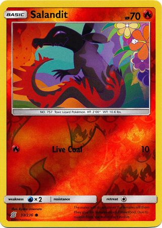 Pokemon Card Unified Minds 033/236 33/236 Salandit Reverse Holo Common