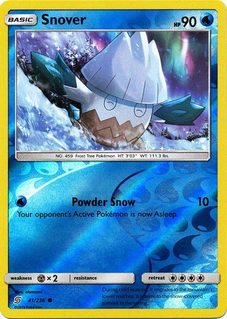 <transcy>Pokemon Card Unified Minds 041/236 41/236 Snover Reverse Holo Common</transcy>