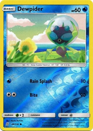 <transcy>Pokemon Card Unified Minds 048/236 48/236 Dewpider Reverse Holo Common</transcy>