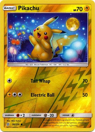 <transcy>Pokemon Card Unified Minds 056/236 56/236 Pikachu Reverse Holo Common</transcy>