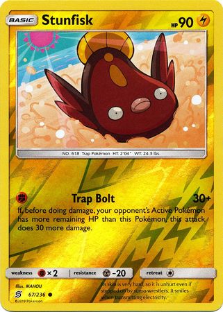 <transcy>Pokemon Card Unified Minds 067/236 67/236 Stunfisk Reverse Holo Common</transcy>