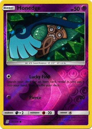 <transcy>Pokemon Card Unified Minds 092/236 92/236 Honedge Reverse Holo Common</transcy>