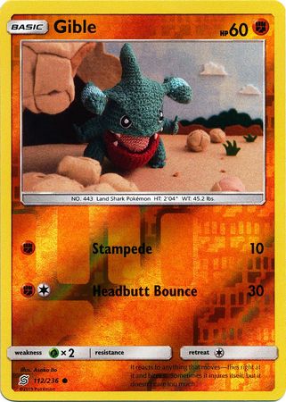 Pokemon Card Unified Minds 112/236 Gible Reverse Holo Common