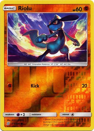 Pokemon Card Unified Minds 116/236 Riolu Reverse Holo Common