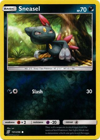 <transcy>Pokemon Card Unified Minds 131/236 Sneasel Reverse Holo Common</transcy>