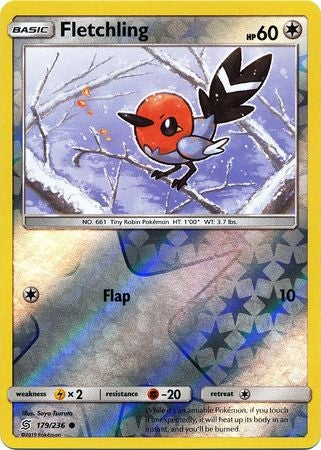 Pokemon Card Unified Minds 179/236 Fletchling Reverse Holo Common