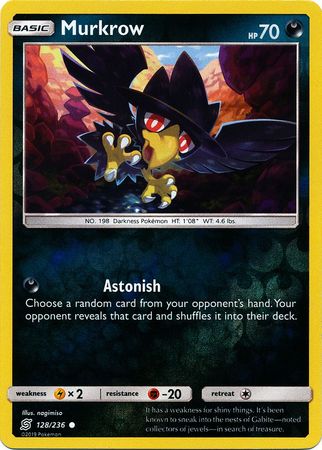 <transcy>Pokemon Card Unified Minds 128/236 Murkrow Reverse Holo Common</transcy>