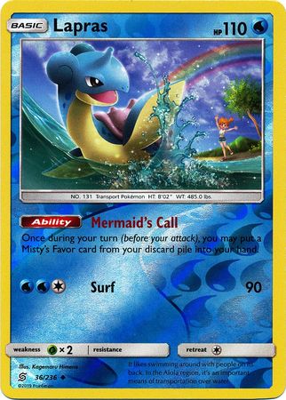 <transcy>Pokemon Card Unified Minds 036/236 36/236 Lapras Reverse Holo Gelegentlich</transcy>