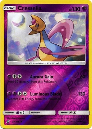 Pokemon Card Unified Minds 087/236 87/236 Cresselia Reverse Holo Uncommon