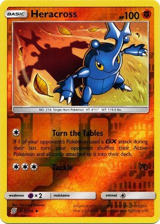 <transcy>Pokemon Card Unified Minds 107/236 Heracross Reverse Holo Gelegentlich</transcy>