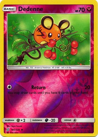 <transcy>Pokemon Card Unified Minds 145/236 Dedenne Reverse Holo Gelegentlich</transcy>