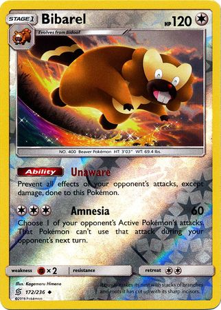 <transcy>Pokemon Card Unified Minds 172/236 Bibarel Reverse Holo Gelegentlich</transcy>