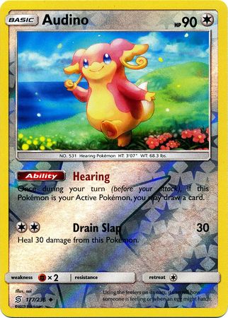 <transcy>Pokemon Card Unified Minds 177/236 Audino Reverse Holo Gelegentlich</transcy>