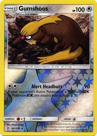 <transcy>Pokemon Card Unified Minds 181/236 Gumshoos Reverse Holo Selten</transcy>