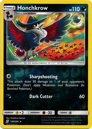 <transcy>Pokemon Card Unified Minds 130/236 Honchkrow Reverse Holo Selten</transcy>