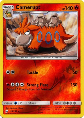 <transcy>Pokemon Card Unified Minds 024/236 24/236 Camerupt Reverse Holo Selten</transcy>