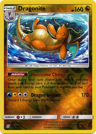 Pokemon Card Unified Minds 151/236 Dragonite Reverse Holo Rare