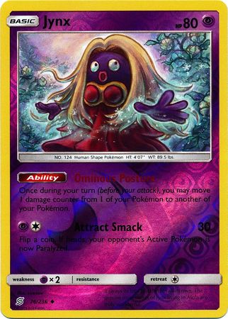 <transcy>Pokemon Card Unified Minds 076/236 76/236 Jynx Reverse Holo غير شائع</transcy>