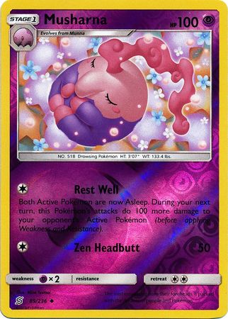 Pokemon Card Unified Minds 089/236 89/236 Musharna Reverse Holo Uncommon