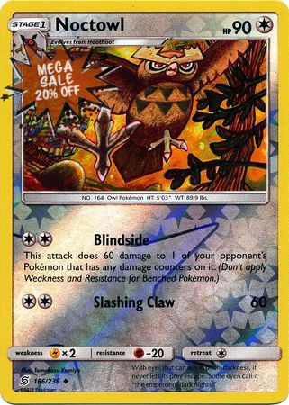 <transcy>Pokemon Card Unified Minds 166/236 Noctowl Reverse Holo Gelegentlich</transcy>