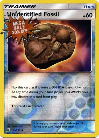 <transcy>Pokemon Card Unified Minds 210/236 Unidentified Fossil Item Reverse Holo Gelegentlich</transcy>