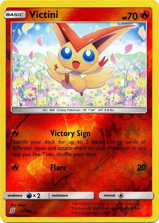 <transcy>Pokemon Card Unified Minds 026/236 26/236 Victini Reverse Holo Selten</transcy>