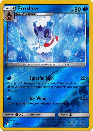 <transcy>Pokemon Card Unified Minds 038/236 38/236 Froslass Reverse Holo Selten</transcy>