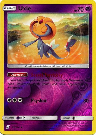 Pokemon Card Unified Minds 083/236 83/236 Uxie Reverse Holo Rare