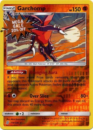 <transcy>بطاقة بوكيمون Unified Minds 114/236 Garchomp Reverse Holo Rare</transcy>